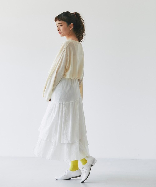 and R（アンドアール）の「アシンメトリーコットンティアードスカート（スカート・レディース・ホワイト/ブラック・FREE）」の11枚目の写真