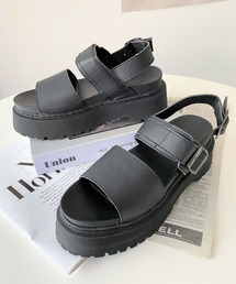 moment+ | 厚底フェイクレザーベルトスポーツサンダル(サンダル)