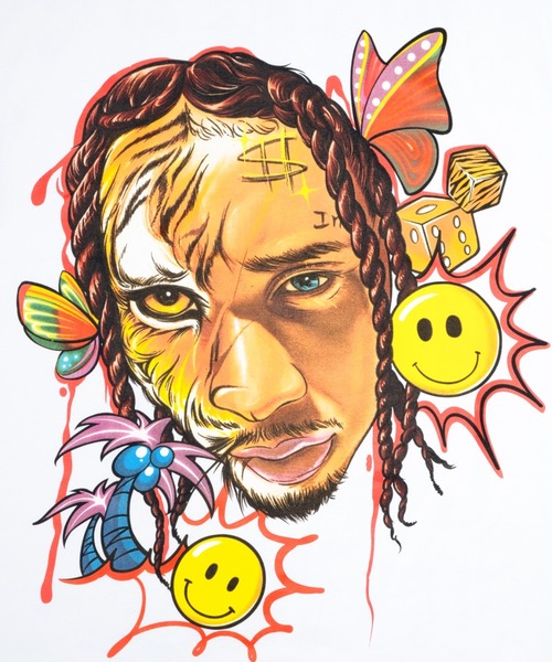 Evae mob（エヴァーモブ）の「EVAEMOB＋TYGA/エバーモブ＋タイガ/コラボレーションTシャツ/Tyga Collaboration Tee（Tシャツ/カットソー・メンズ・ブラック/ホワイト・X-LARGE/LARGE）」の4枚目の写真