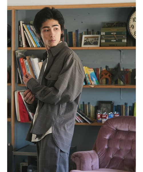 CRAFT STANDARD BOUTIQUE(クラフトスタンダードブティック)の「TR/PUビッグシャツ *◇(シャツ/ブラウス・メンズ・ブラック/ベージュ系その他/グレー系その他3・LL/M/L)」の19枚目の写真