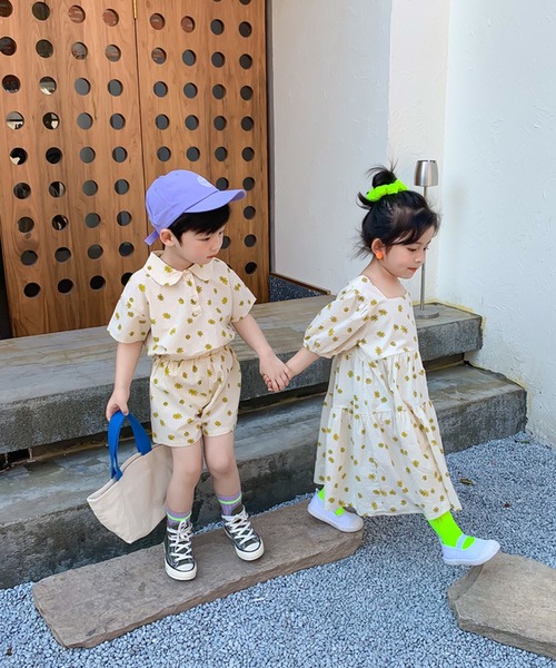 aimoha（アイモハ）の「【aimoha-KIDS-】夏 激かわいい 兄弟姉妹おそろい 小花柄セットアップ ワンピース (SS)（セットアップ・キッズ・ベージュ/ベージュ系その他・120/80/100/110/90/140/130）」の6枚目の写真