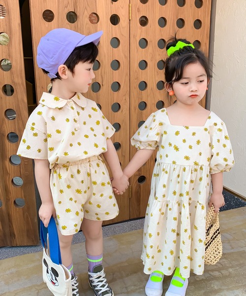aimoha（アイモハ）の「【aimoha-KIDS-】夏 激かわいい 兄弟姉妹おそろい 小花柄セットアップ ワンピース (SS)（セットアップ・キッズ・ベージュ/ベージュ系その他・120/80/100/110/90/140/130）」の12枚目の写真