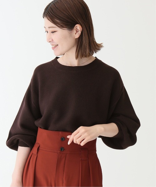 2024AW Spick and Span CHESS ロングスリーブニット LONG SLEEVE WOOL MIXED SHAGGY KNIT / ロングスリーブウール混