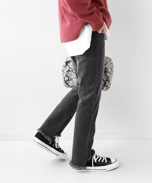 JOURNAL STANDARD relume（ジャーナルスタンダード　レリューム）の「《追加3》ASYMMETRY HEMデニム◆（デニムパンツ・レディース・ブラック/ネイビー/ブルー・36/38/40）」の8枚目の写真