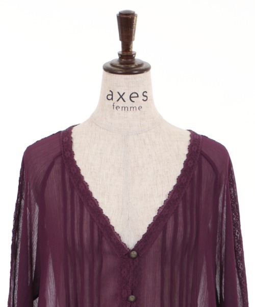 axes femme(アクシーズファム)の「ラグランスリーブガウン(カーディガン/ボレロ・レディース・パープル/キナリ/ブラック・MEDIUM)」の6枚目の写真