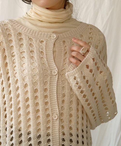 Bab（バブ）の「【WEB限定】メッシュ編み2WAYカーディガン（カーディガン/ボレロ・レディース・ブラック/ブラウン/アイボリー/オリーブ/サックスブルー・M）」の8枚目の写真