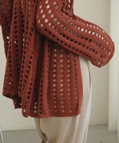 Bab（バブ）の「【WEB限定】メッシュ編み2WAYカーディガン（カーディガン/ボレロ・レディース・ブラック/ブラウン/アイボリー/オリーブ/サックスブルー・M）」の19枚目の写真