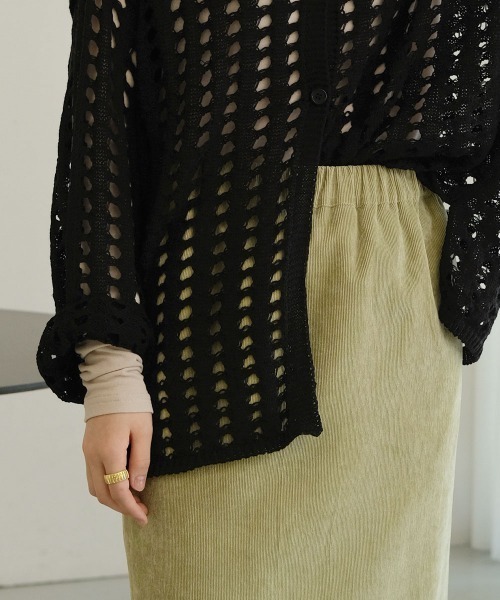 Bab（バブ）の「【WEB限定】メッシュ編み2WAYカーディガン（カーディガン/ボレロ・レディース・ブラック/ブラウン/アイボリー/オリーブ/サックスブルー・M）」の14枚目の写真