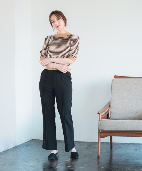 Andemiu（アンデミュウ）の「マルチボーダーニット228378（ニット/セーター・レディース・ベージュ/ネイビー/ボルドー・FREE）」の4枚目の写真