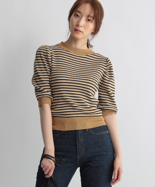 Andemiu（アンデミュウ）の「マルチボーダーニット228378（ニット/セーター・レディース・ベージュ/ネイビー/ボルドー・FREE）」の15枚目の写真