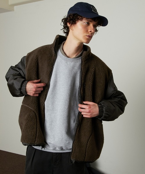 EMMA CLOTHES（エマクローズ）の「リバーシブル オーバーサイズ スタンドカラー ボア切替 エコダウンジャケット EMMA CLOTHES（ダウンジャケット/コート・メンズ・ブラック系その他/ブラウン系その他/ベージュ系その他・M/L）」の11枚目の写真