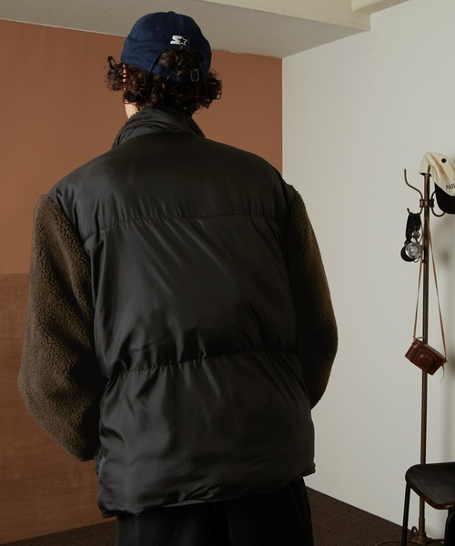 EMMA CLOTHES（エマクローズ）の「リバーシブル オーバーサイズ スタンドカラー ボア切替 エコダウンジャケット EMMA CLOTHES（ダウンジャケット/コート・メンズ・ブラック系その他/ブラウン系その他/ベージュ系その他・M/L）」の12枚目の写真