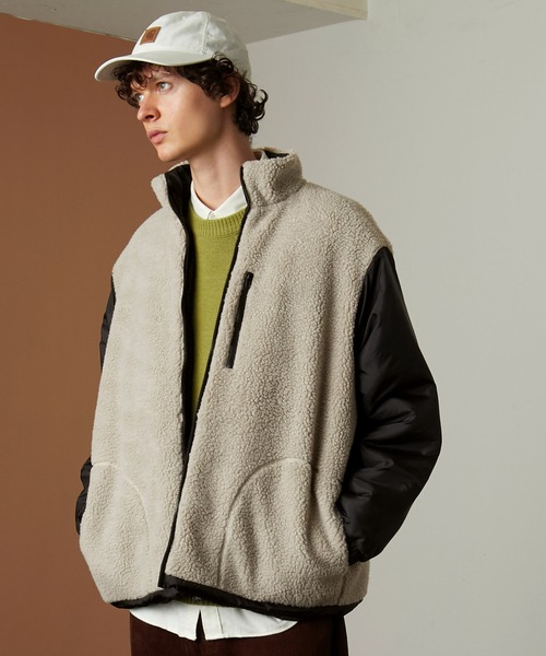 EMMA CLOTHES（エマクローズ）の「リバーシブル オーバーサイズ スタンドカラー ボア切替 エコダウンジャケット EMMA CLOTHES（ダウンジャケット/コート・メンズ・ブラック系その他/ブラウン系その他/ベージュ系その他・M/L）」の15枚目の写真