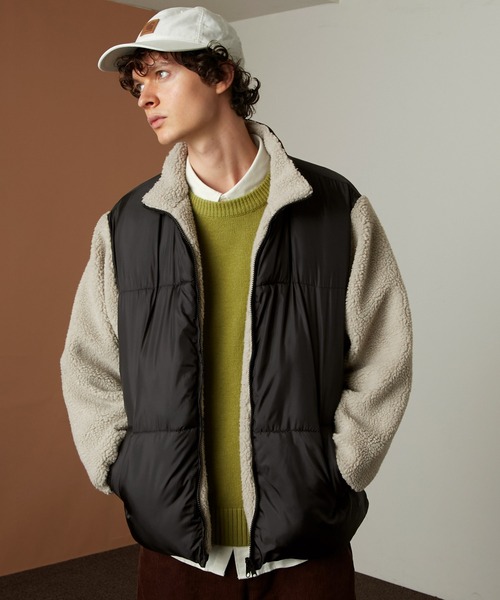 EMMA CLOTHES（エマクローズ）の「リバーシブル オーバーサイズ スタンドカラー ボア切替 エコダウンジャケット EMMA CLOTHES（ダウンジャケット/コート・メンズ・ブラック系その他/ブラウン系その他/ベージュ系その他・M/L）」の18枚目の写真