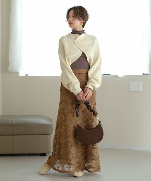 Bab（バブ）の「【WEB限定】ハイネックボレロ（ニット/セーター・レディース・ブラウン/アイボリー・FREE）」の7枚目の写真