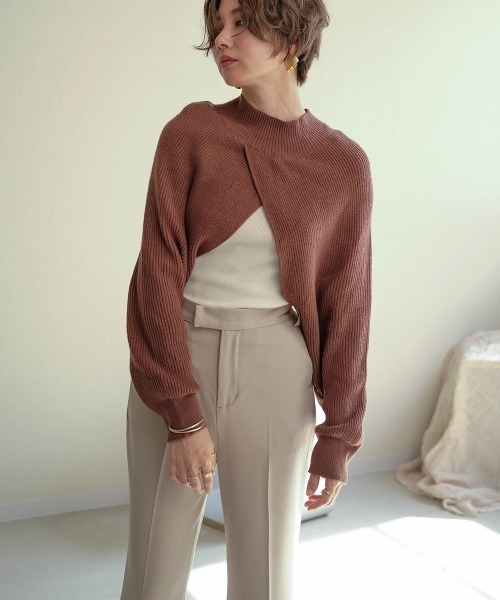 Bab（バブ）の「【WEB限定】ハイネックボレロ（ニット/セーター・レディース・ブラウン/アイボリー・FREE）」の3枚目の写真
