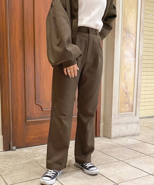 apres jour（アプレジュール）の「チェックストレートパンツ【ZOZOTOWN限定アイテム】（その他パンツ・レディース・ブラウン系その他/ベージュ・MEDIUM/SMALL/X-LARGE）」の9枚目の写真