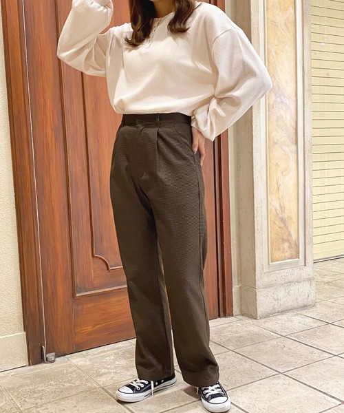 apres jour（アプレジュール）の「チェックストレートパンツ【ZOZOTOWN限定アイテム】（その他パンツ・レディース・ブラウン系その他/ベージュ・MEDIUM/SMALL/X-LARGE）」の12枚目の写真