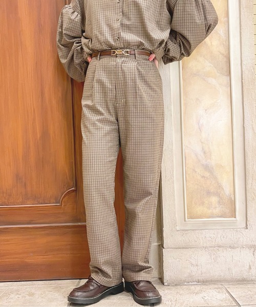 apres jour（アプレジュール）の「チェックストレートパンツ【ZOZOTOWN限定アイテム】（その他パンツ・レディース・ブラウン系その他/ベージュ・MEDIUM/SMALL/X-LARGE）」の15枚目の写真