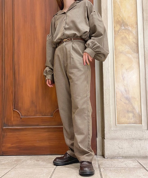 apres jour（アプレジュール）の「チェックストレートパンツ【ZOZOTOWN限定アイテム】（その他パンツ・レディース・ブラウン系その他/ベージュ・MEDIUM/SMALL/X-LARGE）」の3枚目の写真