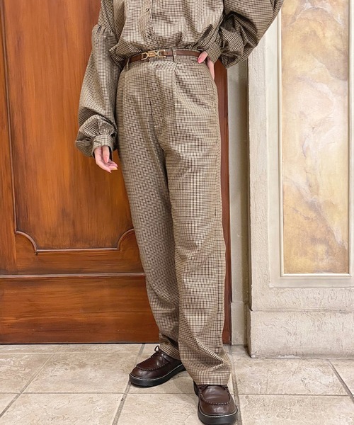 apres jour（アプレジュール）の「チェックストレートパンツ【ZOZOTOWN限定アイテム】（その他パンツ・レディース・ブラウン系その他/ベージュ・MEDIUM/SMALL/X-LARGE）」の21枚目の写真