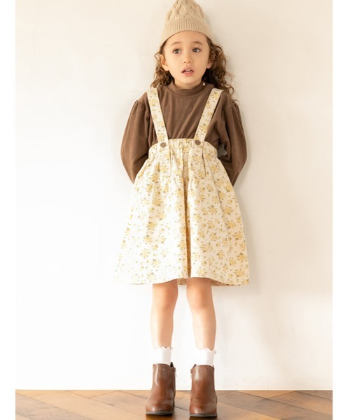 fifth(フィフス)の「【KIDS】小花柄サスペンダースカート(その他パンツ・キッズ・イエロー・130/90/110/120/100)」の1枚目の写真