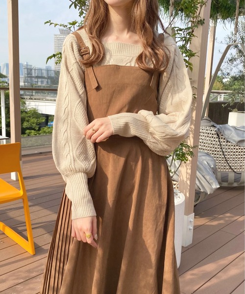 apres jour(アプレジュール)の「サイドプリーツキャミワンピ【ZOZOTOWN限定アイテム】【9PO】(ワンピース・レディース・ベージュ/カーキ/ブラウン系その他・X-LARGE/MEDIUM/SMALL)」の7枚目の写真
