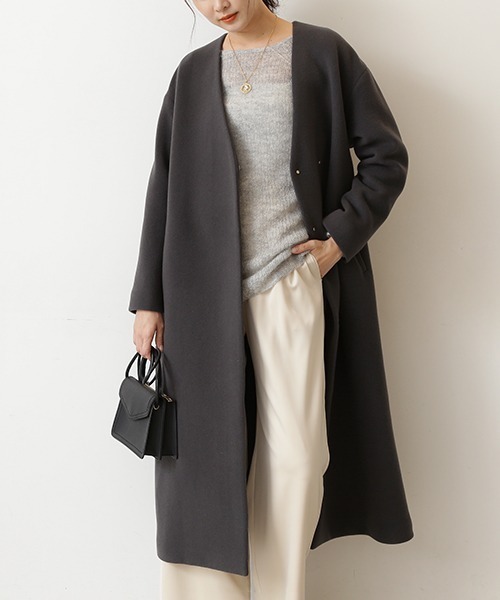 おすすめ高評価 セール ｍａｎｔｅｃｏ ノーカラーｖコート ノーカラーコート Natural Beauty Basic ナチュラルビューティーベーシック のファッション 別格の高品質 Arenatheatre Net