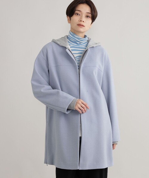 17号サイズまで展開・SHIHOさん着用】ウールリバーノーカラー コート