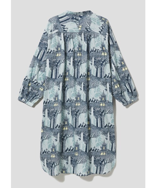Design Tshirts Store graniph（デザイン　ティーシャツ　ストア　グラニフ）の「劇場 パターン(ムーミン)｜コラボシャツワンピース（シャツワンピース・レディース・ライトブルー・FREE）」の4枚目の写真