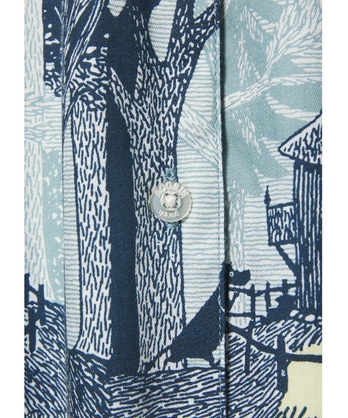 Design Tshirts Store graniph（デザイン　ティーシャツ　ストア　グラニフ）の「劇場 パターン(ムーミン)｜コラボシャツワンピース（シャツワンピース・レディース・ライトブルー・FREE）」の2枚目の写真