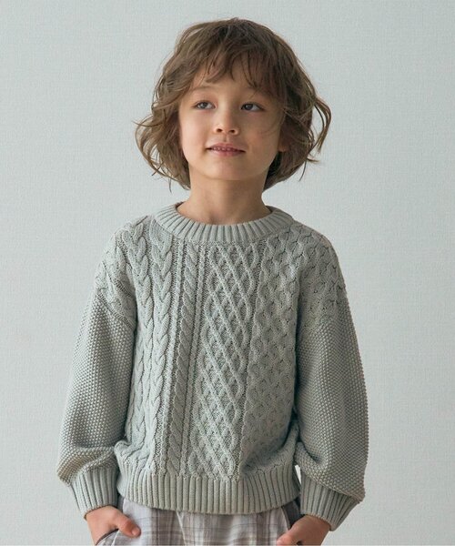 apres les cours（アプレレクール）の「【洗濯機でお洗濯OK】あわいろニット_ウォッシャブル（ニット/セーター・キッズ・ベージュ/ブラウン/ラベンダー/イエロー/ミント・80/130/100/140/120/110/90）」の4枚目の写真