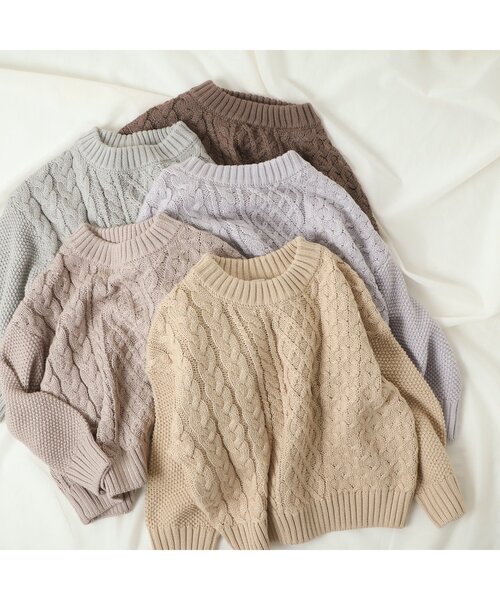 apres les cours（アプレレクール）の「【洗濯機でお洗濯OK】あわいろニット_ウォッシャブル（ニット/セーター・キッズ・ベージュ/ブラウン/ラベンダー/イエロー/ミント・80/130/100/140/120/110/90）」の9枚目の写真