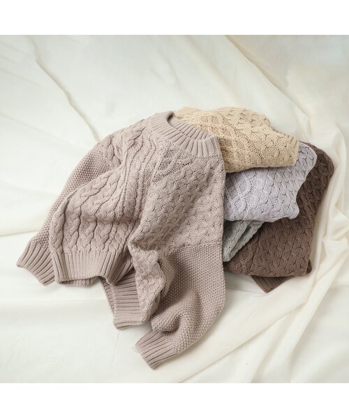 apres les cours（アプレレクール）の「【洗濯機でお洗濯OK】あわいろニット_ウォッシャブル（ニット/セーター・キッズ・ベージュ/ブラウン/ラベンダー/イエロー/ミント・80/130/100/140/120/110/90）」の6枚目の写真