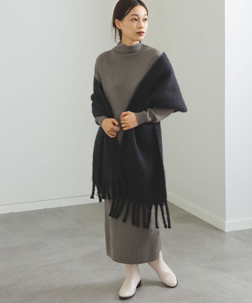 BEAMS HEART（ビームスハート）の「BEAMS HEART / タートル リブワンピース（ワンピース・レディース・ブラック/ベージュ/オリーブ・FREE）」の3枚目の写真