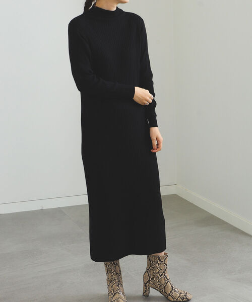 BEAMS HEART（ビームスハート）の「BEAMS HEART / タートル リブワンピース（ワンピース・レディース・ブラック/ベージュ/オリーブ・FREE）」の5枚目の写真