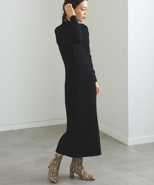 BEAMS HEART（ビームスハート）の「BEAMS HEART / タートル リブワンピース（ワンピース・レディース・ブラック/ベージュ/オリーブ・FREE）」の4枚目の写真