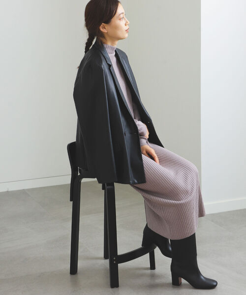 BEAMS HEART（ビームスハート）の「BEAMS HEART / タートル リブワンピース（ワンピース・レディース・ブラック/ベージュ/オリーブ・FREE）」の7枚目の写真