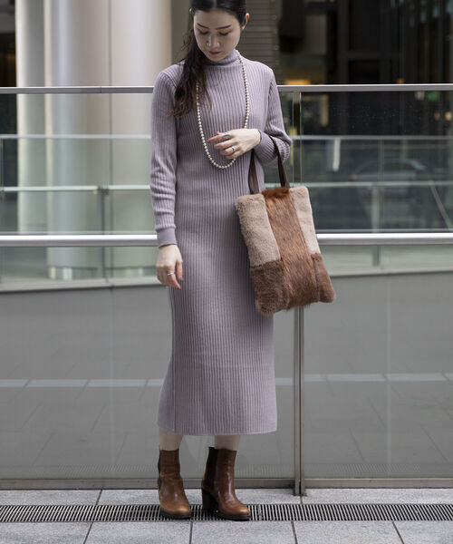 BEAMS HEART（ビームスハート）の「BEAMS HEART / タートル リブワンピース（ワンピース・レディース・ブラック/ベージュ/オリーブ・FREE）」の9枚目の写真