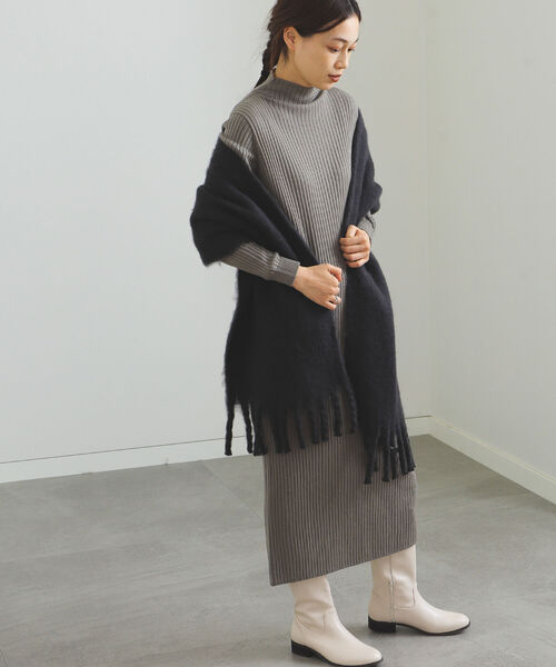 BEAMS HEART（ビームスハート）の「BEAMS HEART / タートル リブワンピース（ワンピース・レディース・ブラック/ベージュ/オリーブ・FREE）」の10枚目の写真