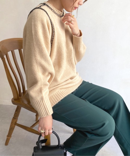 CPCM（シーピーシーエム）の「ハンドステッチニット21AW（ニット/セーター・レディース・アイボリー/ブラック/ブルー/マスタード・FREE）」の2枚目の写真