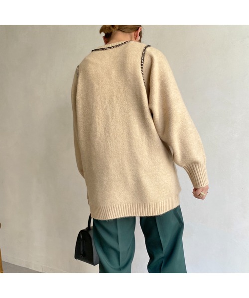 CPCM（シーピーシーエム）の「ハンドステッチニット21AW（ニット/セーター・レディース・アイボリー/ブラック/ブルー/マスタード・FREE）」の5枚目の写真