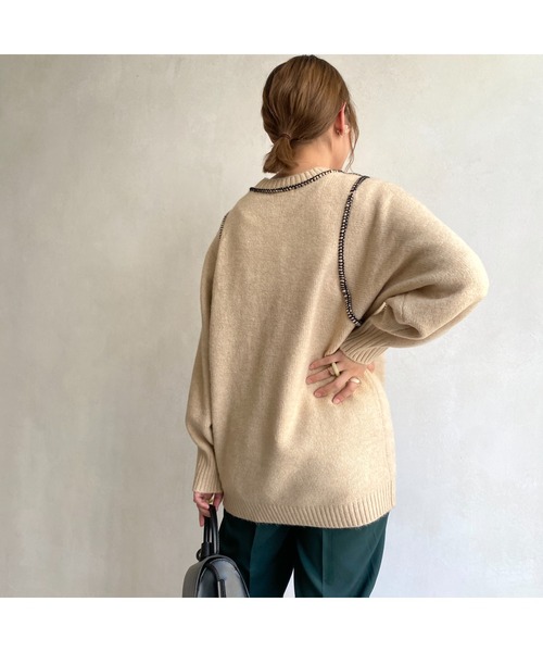 CPCM（シーピーシーエム）の「ハンドステッチニット21AW（ニット/セーター・レディース・アイボリー/ブラック/ブルー/マスタード・FREE）」の7枚目の写真