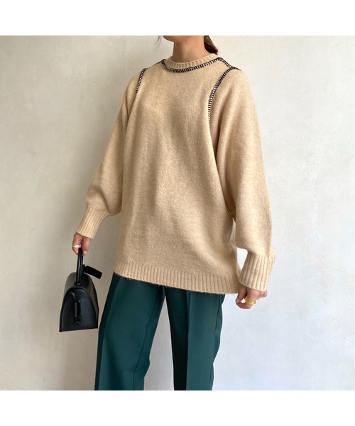 CPCM（シーピーシーエム）の「ハンドステッチニット21AW（ニット/セーター・レディース・アイボリー/ブラック/ブルー/マスタード・FREE）」の8枚目の写真