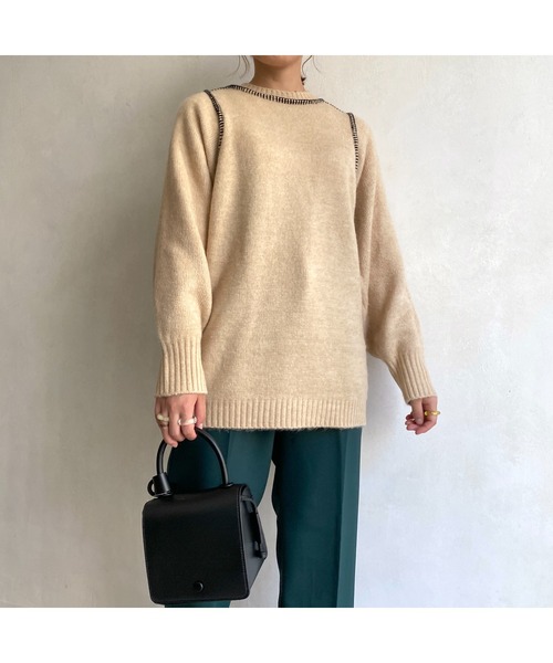 CPCM（シーピーシーエム）の「ハンドステッチニット21AW（ニット/セーター・レディース・アイボリー/ブラック/ブルー/マスタード・FREE）」の9枚目の写真