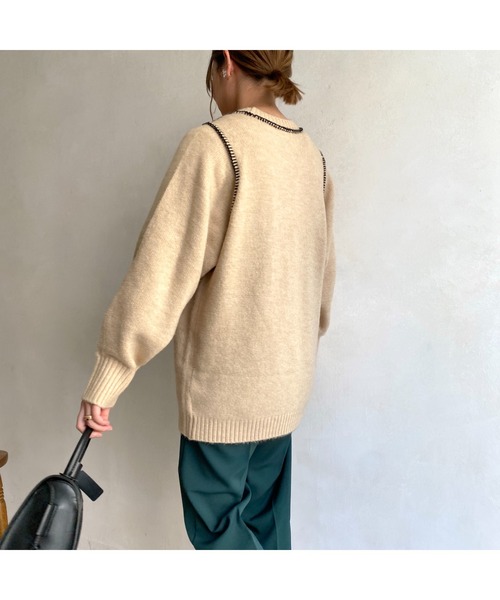 CPCM（シーピーシーエム）の「ハンドステッチニット21AW（ニット/セーター・レディース・アイボリー/ブラック/ブルー/マスタード・FREE）」の10枚目の写真