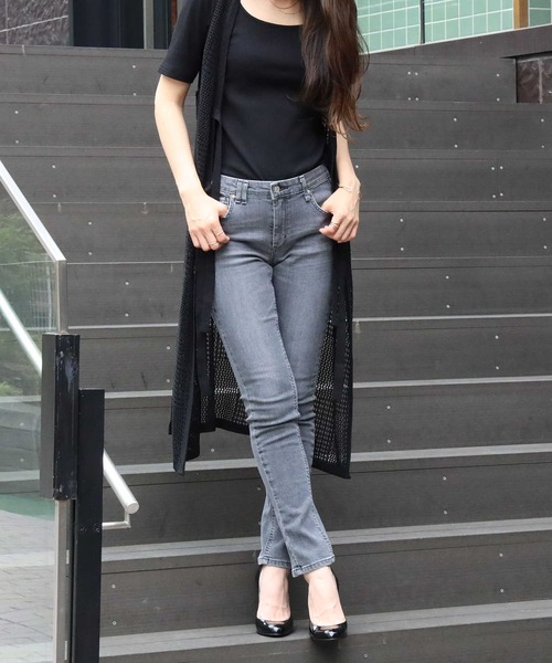 SOMETHING（サムシング）の「【SOMETHING】「ANN」スキニーデニムパンツ（デニムパンツ・レディース・グレー・26inch/29inch/25inch/30inch/27inch/28inch）」の4枚目の写真