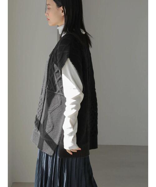 AMERICAN HOLIC（アメリカンホリック）の「テレコタートルネックカットプルオーバー（Tシャツ/カットソー・レディース・ブラック/オフホワイト/ブラック系その他4/ブラウン・L/M）」の11枚目の写真