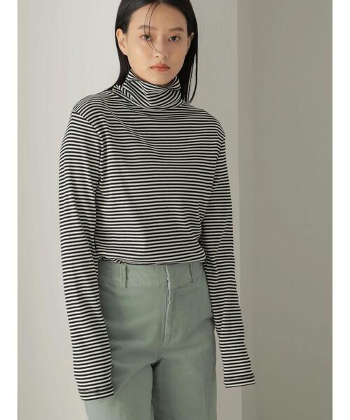 AMERICAN HOLIC（アメリカンホリック）の「テレコタートルネックカットプルオーバー（Tシャツ/カットソー・レディース・ブラック/オフホワイト/ブラック系その他4/ブラウン・L/M）」の6枚目の写真