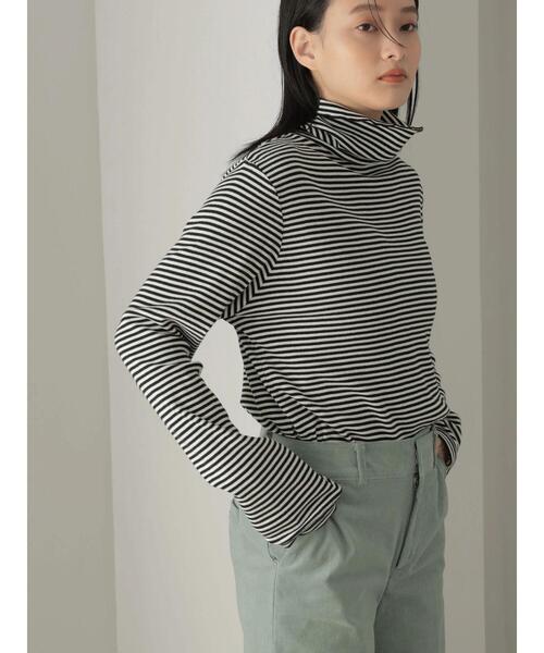 AMERICAN HOLIC（アメリカンホリック）の「テレコタートルネックカットプルオーバー（Tシャツ/カットソー・レディース・ブラック/オフホワイト/ブラック系その他4/ブラウン・L/M）」の12枚目の写真